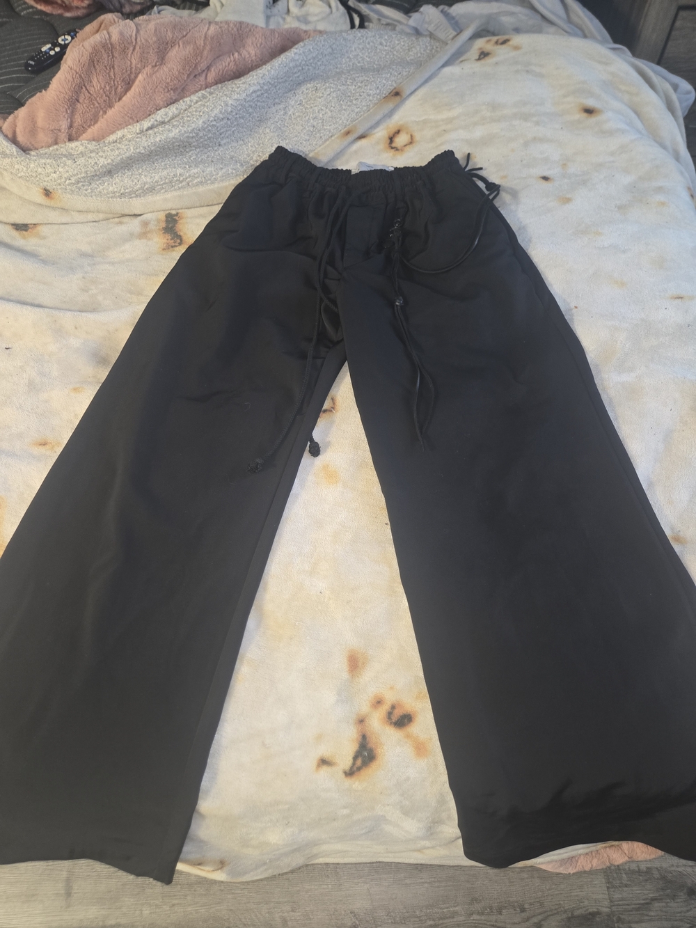 Song For The Mute Black Wide Leg Drawstring Pants